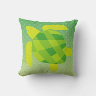 Grönt Sea Turtle on Ombre Dots Dekorativ kudde