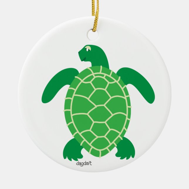 Grönt Sea Turtle Ornament (Framsidan)
