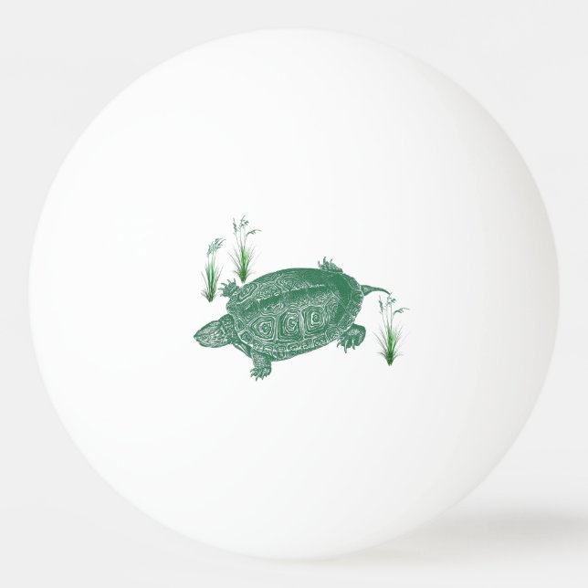 Grönt Sea Turtle Pingisboll (Framsidan)