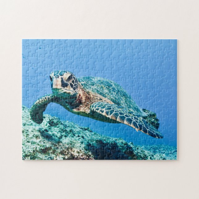 Grönt Sea Turtle Pussel (Horisontell)
