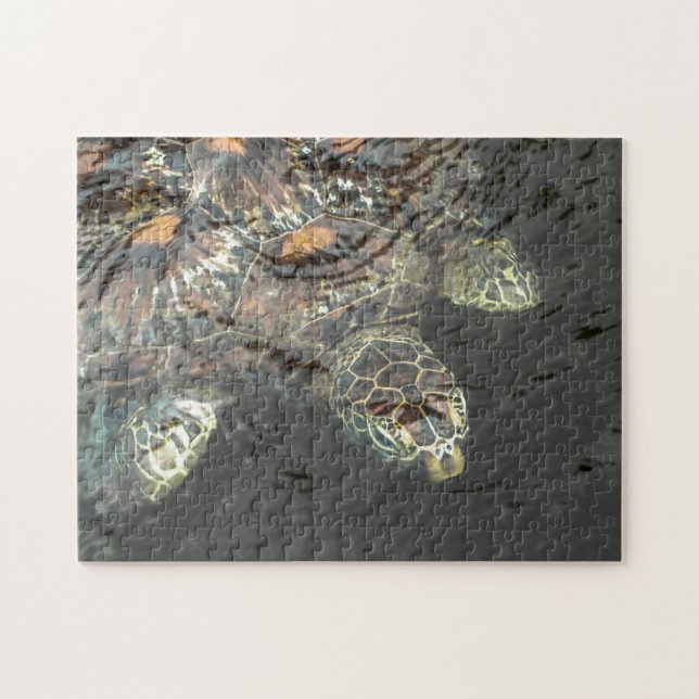 Grönt Sea Turtle Puzzle Pussel (Horisontell)
