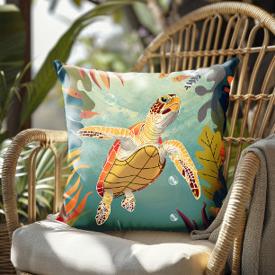 Grönt Sea Turtle Simmas Stilla havet Kudde