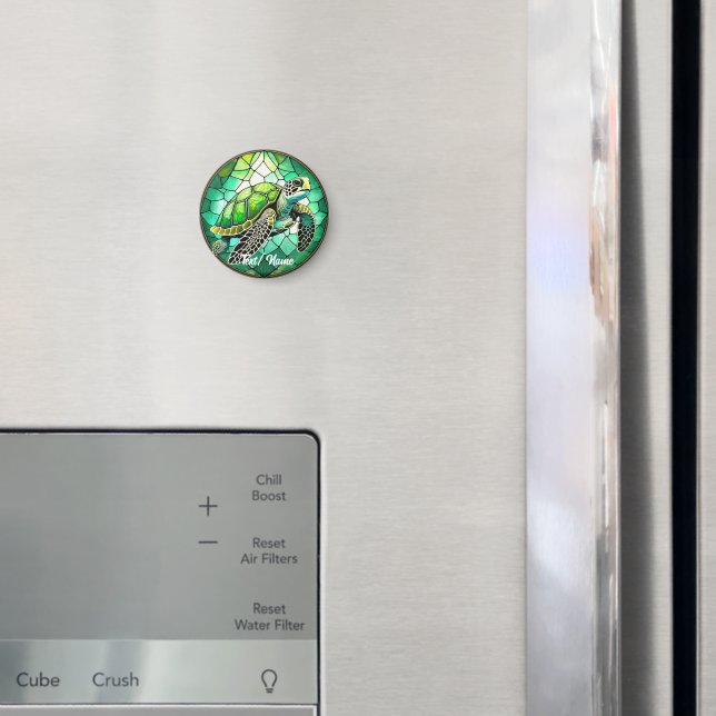 Grönt Sea Turtle Stain Glass Design Magnet (In Situ (Fridge))