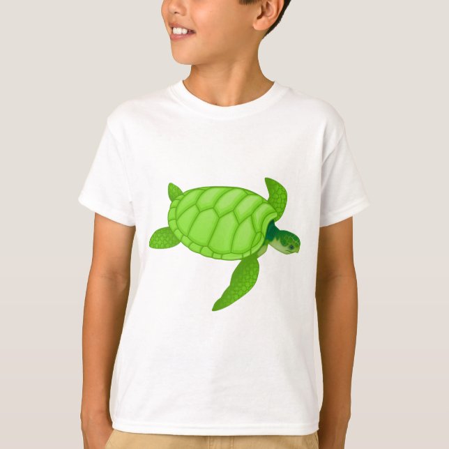Grönt Sea Turtle T Shirt (Framsida)