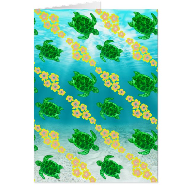 Grönt Sea Turtles Hälsningskort (Framsidan)