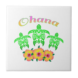 Grönt Sea Turtles Hawaiian Ohana Kakelplatta