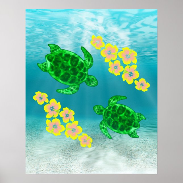 Grönt Sea Turtles Poster (Framsidan)