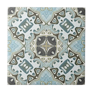 Grönt Seafoam Teal Turcos Blue Ethnic Tribe Art Kakelplatta