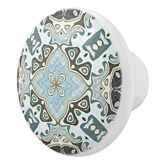 Grönt Seafoam Teal Turcos Blue Ethnic Tribe Art Knopp (Höger)