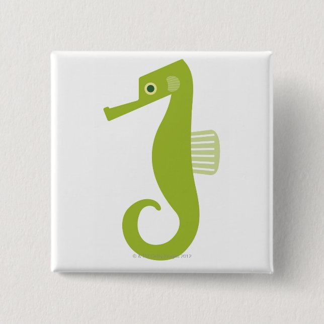 Grönt Seahorse Knapp (Framsida)