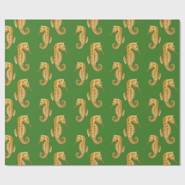 Grönt Seahorse Presentpapper (Platt)