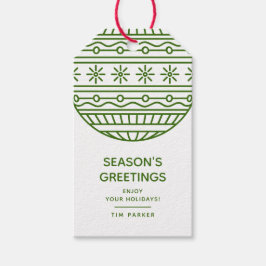 Grönt Season hälsningar med julbalen Presentetikett