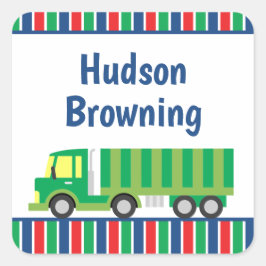 Grönt Semi Lastbil Personlig Stickers Fyrkantigt Klistermärke