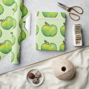 Grönt serieäpple fruktmönster presentpapper