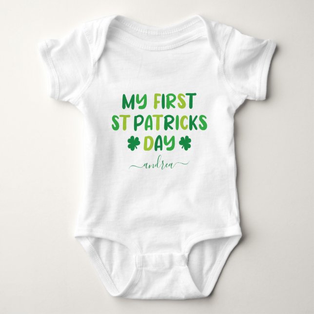 Grönt Shades 1st First St. Patrick's Day & Namn T Shirt (Framsida)