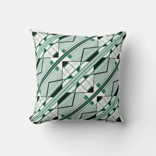 Grönt Shades Black White Diagonal Large Tile Motif Kudde