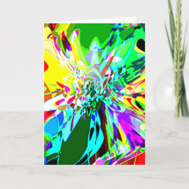 Grönt Shades Gult Aqua Rosa Fantasy Flower Motif Kort