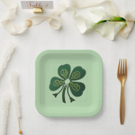 Grönt Shamrock 2025 Papper Plate