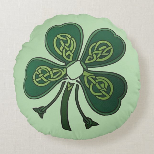 Grönt Shamrock 2025 Rund Kudde (Framsidan)