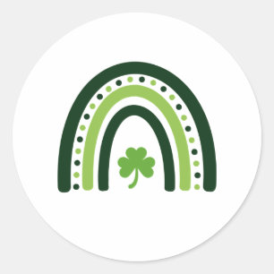 Grönt Shamrock Boho Rainbow St. Patrick's Day Runt Klistermärke