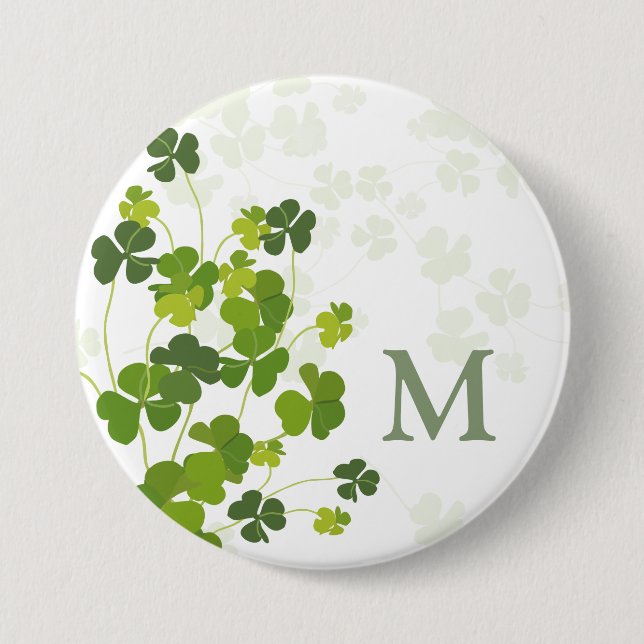 Grönt Shamrock bouquet monogram Knapp (Framsida)