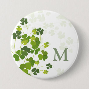 Grönt Shamrock bouquet monogram Knapp