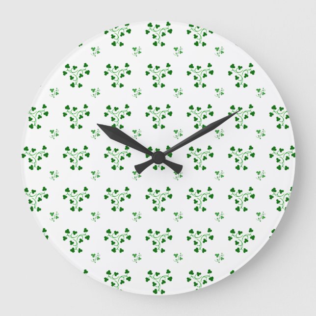 Grönt Shamrock Circles Wall Clock Stor Klocka (Framsida)