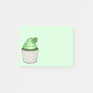 Grönt Shamrock Cupcoa St. Patrick's Day Foodie Post-it Block