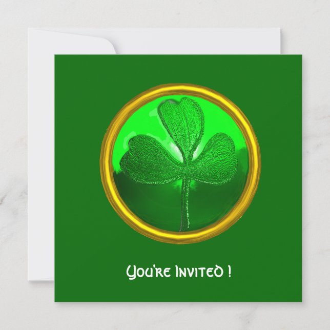 GRÖNT SHAMROCK GEMSTONE, ST PATRICK'S DAY PARTY INBJUDNINGAR (Framsida)