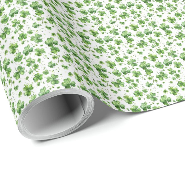 Grönt Shamrock Gift Wrap Wrapping Papper Irish Iri Presentpapper (Rullad Hörn)