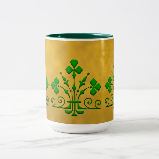 Grönt Shamrock Gothic Icon Coffee Mugg (Center)
