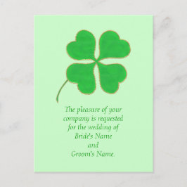 Grönt Shamrock Guld bröllopsinbjudan Postkort Inbjudan Vykort