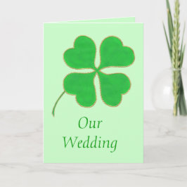 Grönt Shamrock, guld dots bröllopsinbjudningskort Inbjudan