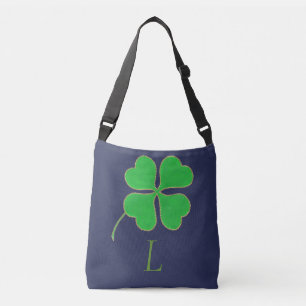 Grönt Shamrock Guld Dots, Monogram tote bags Axelväska