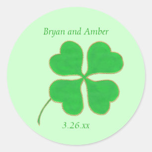 Grönt Shamrock Guld Dots, Spara datumetiketterna Runt Klistermärke