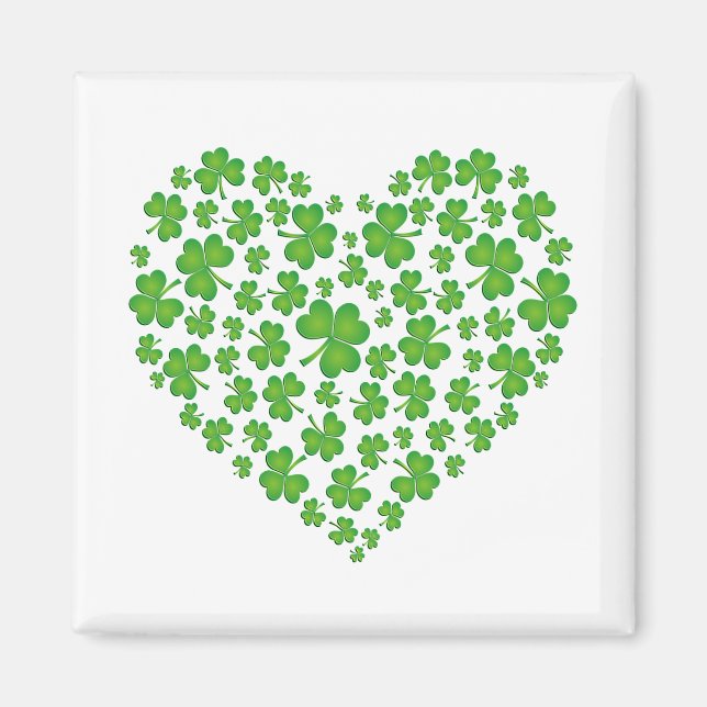 Grönt Shamrock Heart Magnet (Framsidan)