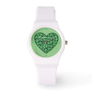 Grönt Shamrock Heart St patrick's day Armbandsur