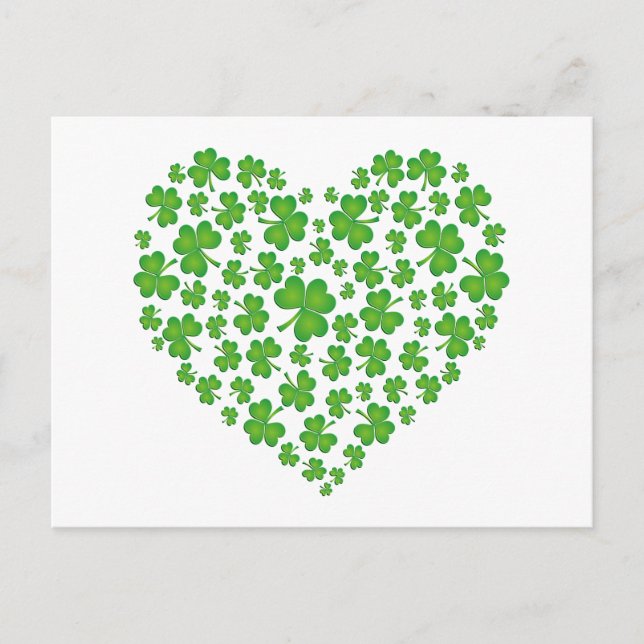 Grönt Shamrock Heart Vykort (Framsida)