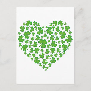Grönt Shamrock Heart Vykort