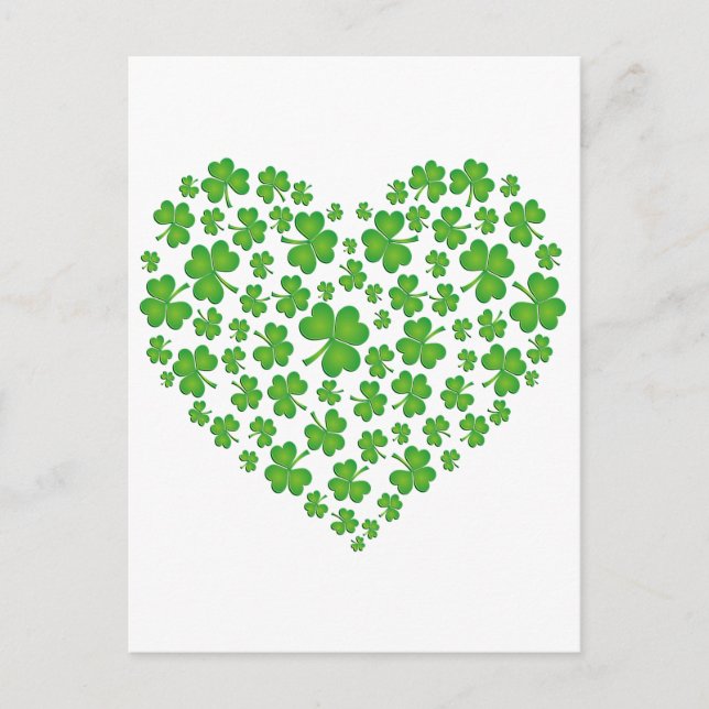 Grönt Shamrock Heart Vykort (Framsida)