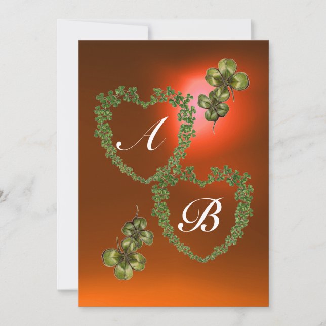 GRÖNT SHAMROCK HEARTS MONOGRAM orange grönt Meddelande (Framsida)
