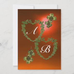 GRÖNT SHAMROCK HEARTS MONOGRAM orange grönt Meddelande