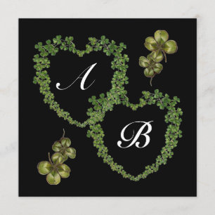 GRÖNT SHAMROCK HEARTS MONOGRAM svartvit lila Meddelande