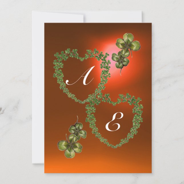 GRÖNT SHAMROCK HEARTS MONOGRAM vit,orange Meddelande (Framsida)