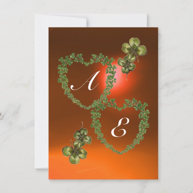 GRÖNT SHAMROCK HEARTS MONOGRAM vit,orange Meddelande (Framsida)