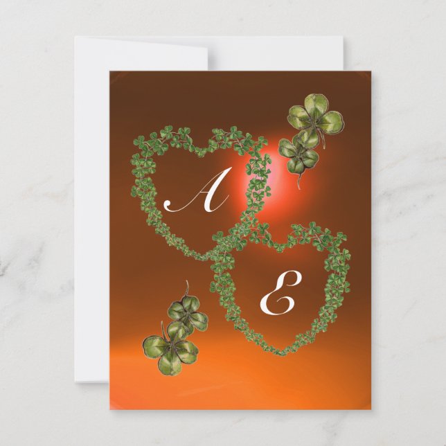 GRÖNT SHAMROCK HEARTS MONOGRAM vit,orange Meddelande (Framsida)