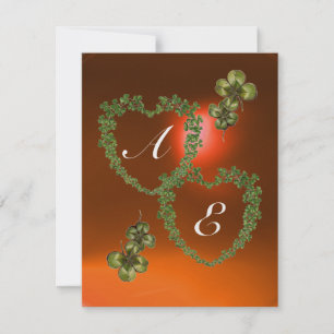 GRÖNT SHAMROCK HEARTS MONOGRAM vit,orange Meddelande