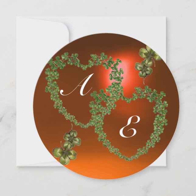 GRÖNT SHAMROCK HEARTS MONOGRAM vit,orange Meddelande (Framsida)