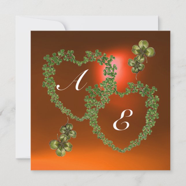 GRÖNT SHAMROCK HEARTS MONOGRAM vit,orange Meddelande (Framsida)