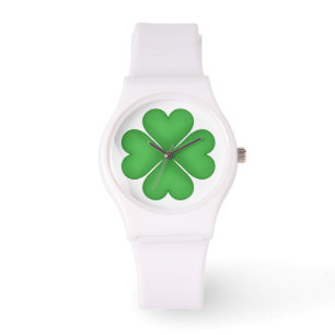 Grönt Shamrock Hjärtformade Lucky Fyrklövrare Armbandsur